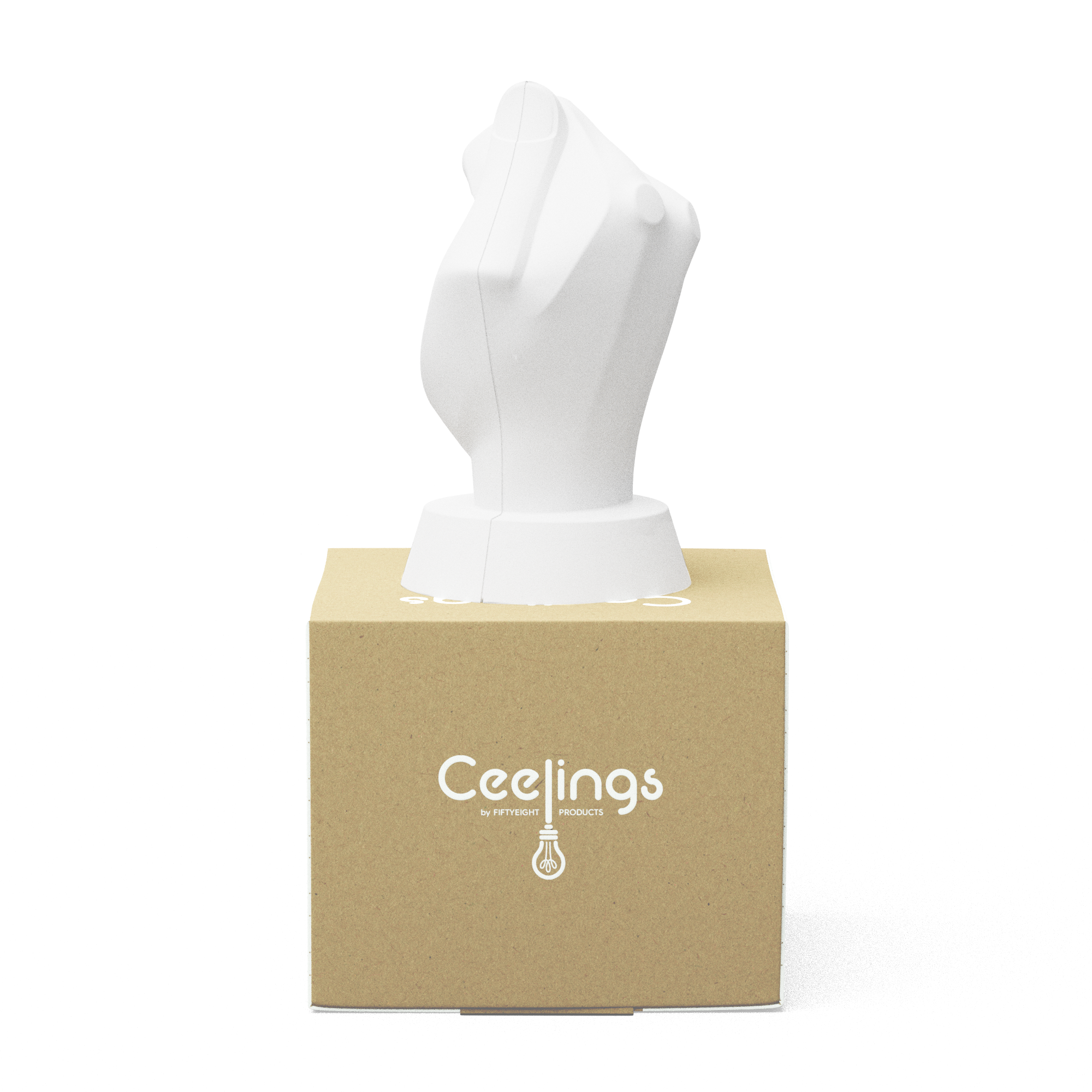 CEELINGS canopy for light fixture with fun Handful of Light design. Home style for the ceiling. 100% Made in Germany by FIFTYEIGHT PRODUCTS according to social and environmental guidelines. Crafted from premium ABS plastic, includes assembly parts.