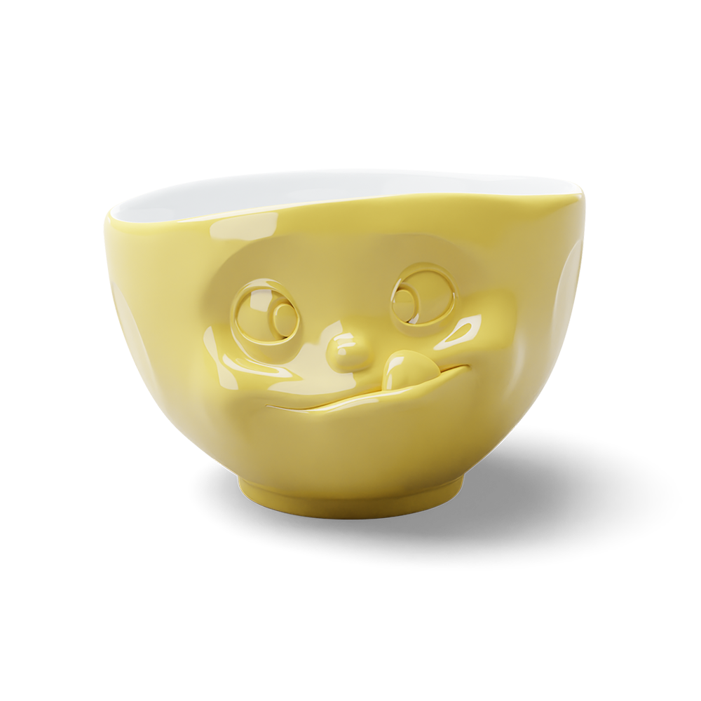 16 Oz. Bowl, Tasty Face, Yellow