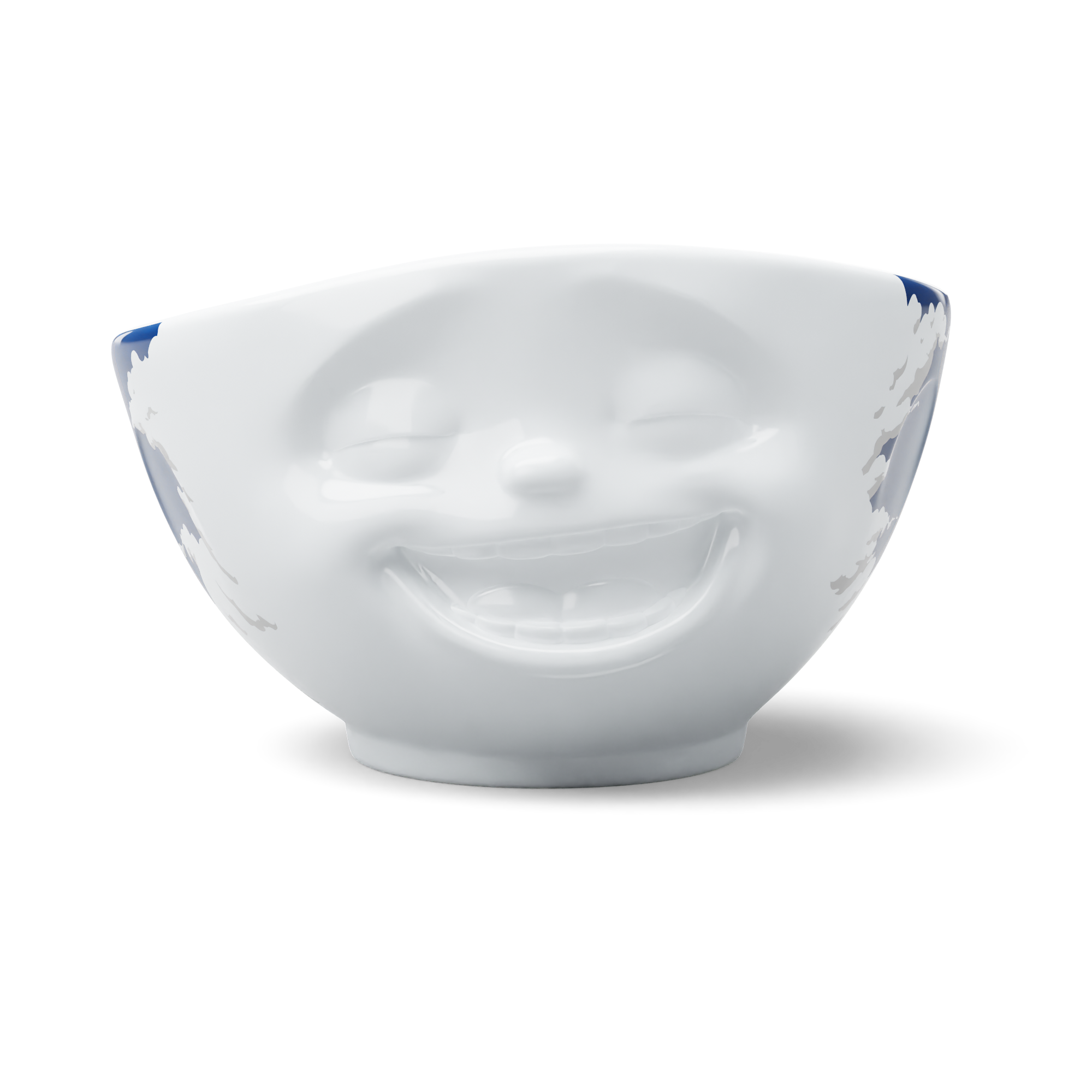 Premium porcelain bowl with colorful accents from TASSEN product family of fun dishware by FIFTYEIGHT Products. Offers 16 oz capacity perfect for serving cereal, soup, snacks and much more. Dishwasher and microwave safe bowl featuring a ‘laughing’ facial expression and colorful artwork in 'heavenly' design. Shipped in gift box.