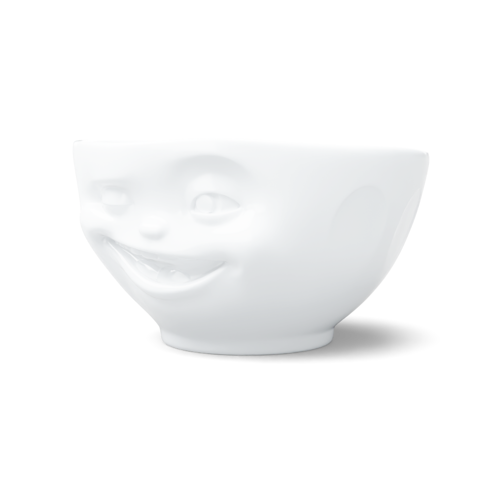 Premium porcelain bowl in white from the porcelain product family of fun dishware by FIFTYEIGHT Products. Offers 16 oz capacity perfect for serving cereal, soup, snacks and much more. Dishwasher and microwave safe bowl featuring a sculpted ‘winking’ facial expression. Shipped in exclusively designed gift box.