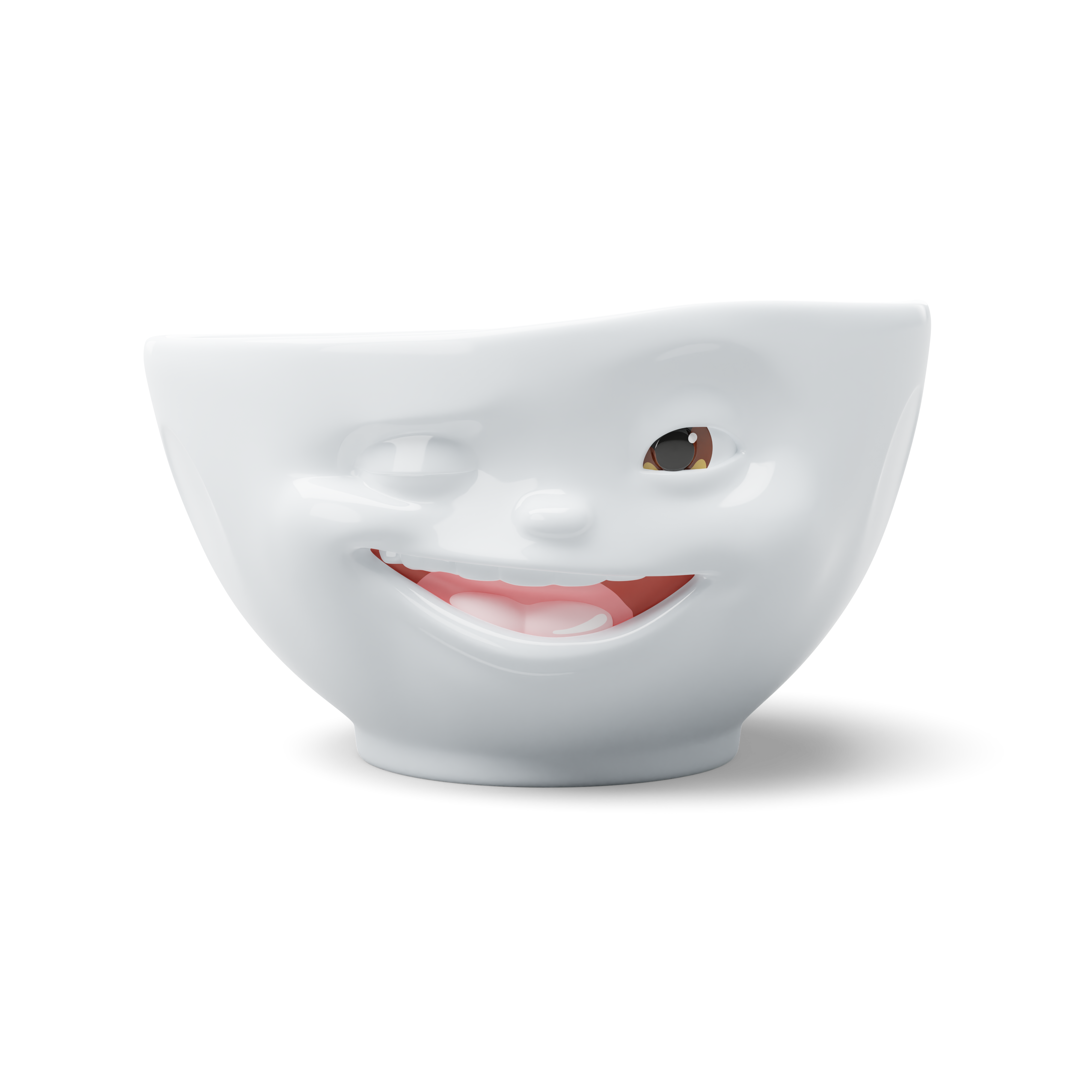 Premium porcelain bowl with colorful accents from TASSEN product family of fun dishware by FIFTYEIGHT Products. Offers 16 oz capacity perfect for serving cereal, soup, snacks and much more. Dishwasher and microwave safe bowl featuring a ‘Winking’ facial expression and colorful details. Shipped in gift box.