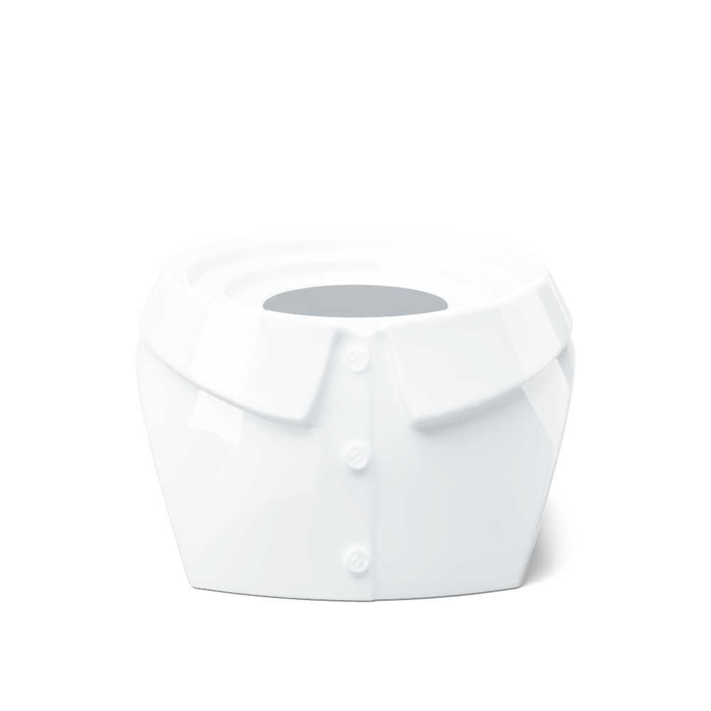 FIFTYEIGHT Products Food Warmer CHIC in white porcelain. Minimalist design with tea light holder base, fits 500ml bowls on top. Premium German porcelain warmer for keeping food warm at table. Made in Germany, dishwasher-safe.