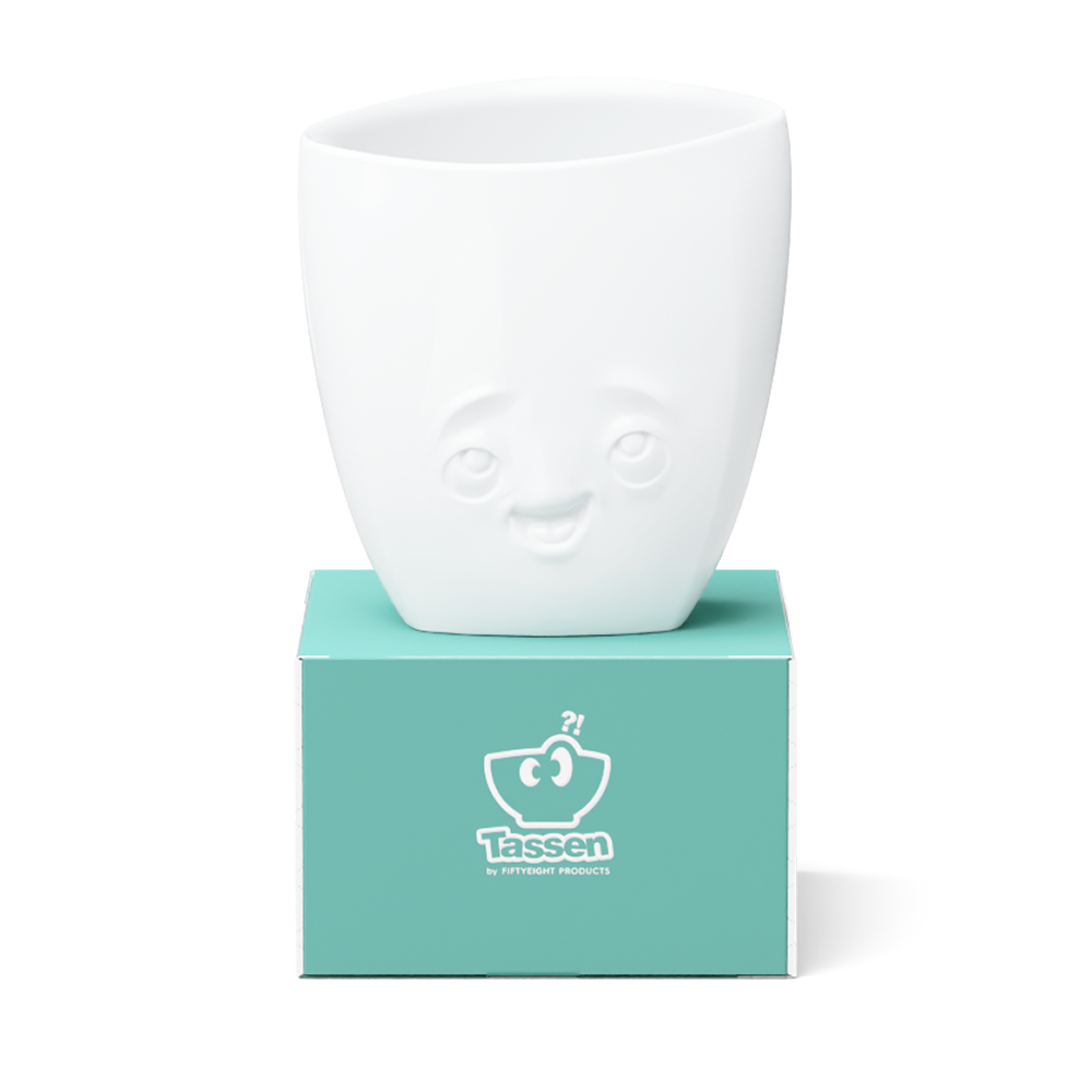 Exclusive designer flower vase made from premium porcelain with a 'delighted' facial expression. Stands at 6.5 inches tall on a footed base. From the popular product family of fun dishware by FIFTYEIGHT Products. Made in Germany according to environmental standards.