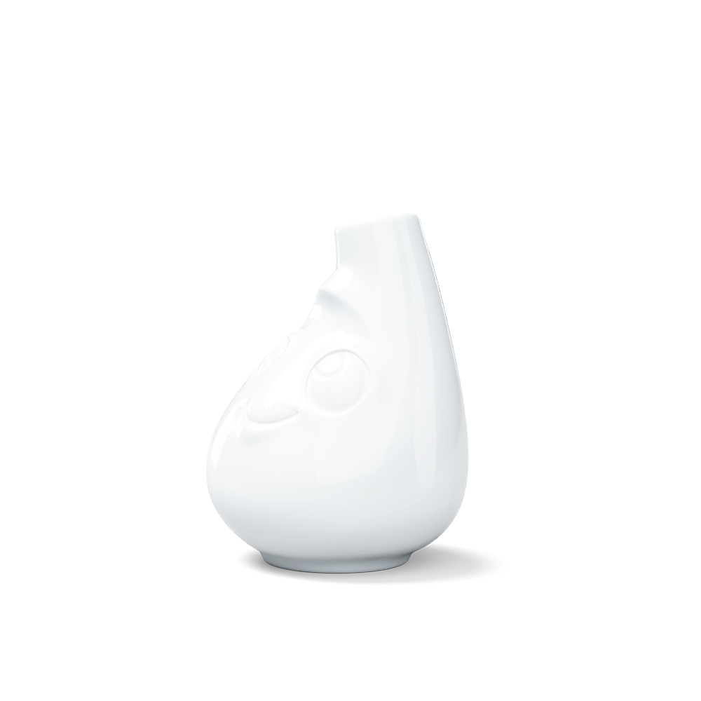 Exclusive designer flower vase made from premium porcelain with a 'cute' facial expression. Stands at 3.9 inches tall on a footed base. From the porcelain product family of fun dishware by FIFTYEIGHT Products. Made in Germany according to environmental standards.