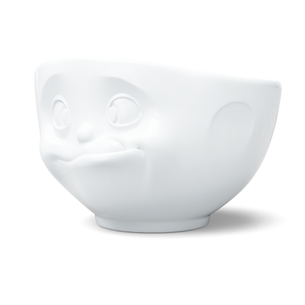 Premium extra large porcelain bowl in white from the porcelain product family of fun dishware by FIFTYEIGHT Products. Offers 33 oz capacity perfect for serving noodle soup, salads and much more. Dishwasher and microwave safe bowl featuring a sculpted ‘tasty’ facial expression. Shipped in exclusively designed gift box.
