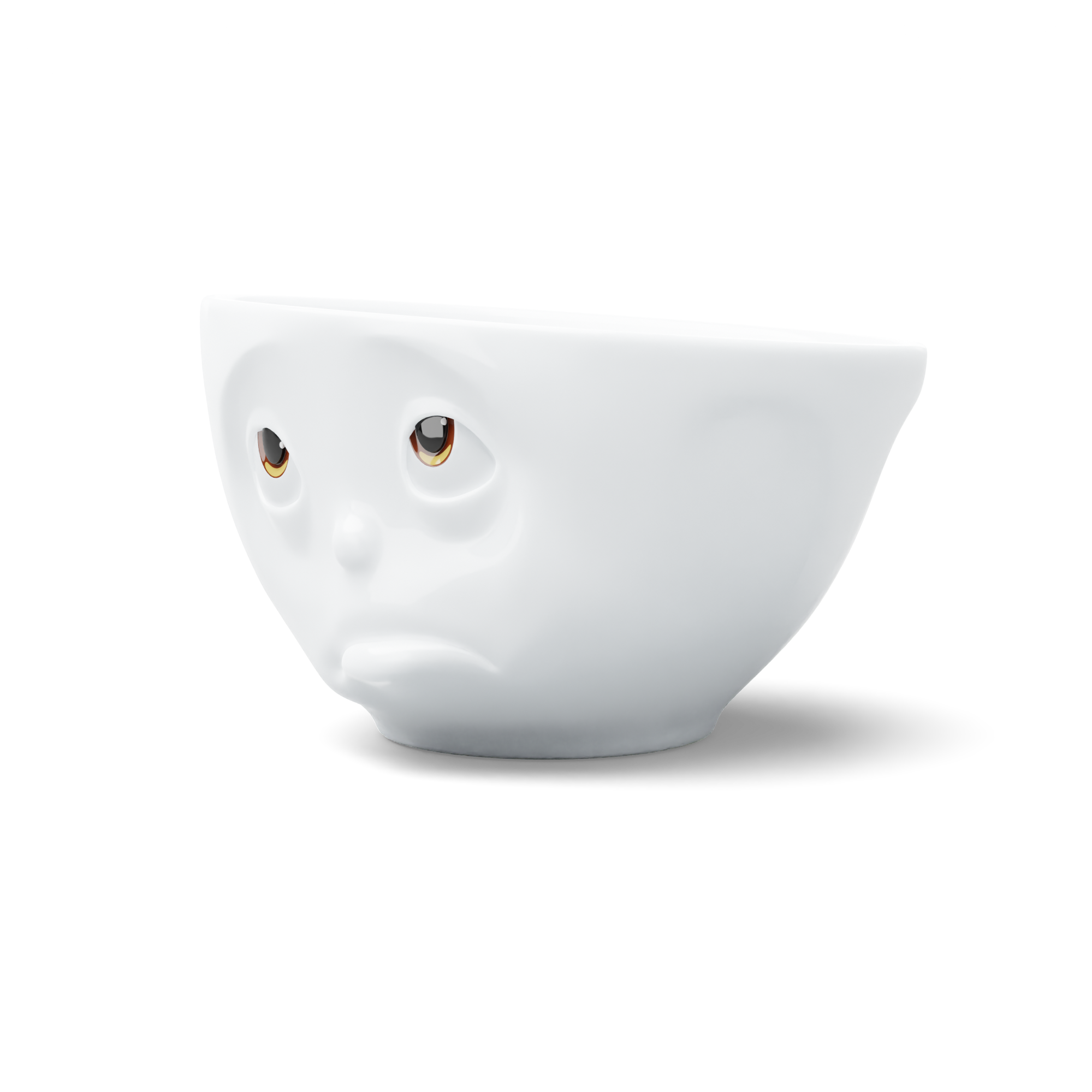 Premium porcelain bowl in white with colorful accents from the porcelain product family of fun dishware by FIFTYEIGHT Products. Offers 6.7 oz capacity perfect for serving ice cream to tapas, nuts and hearty dips. Dishwasher and microwave safe bowl featuring a sculpted ‘Oh Please’ facial expression. Shipped in exclusively designed gift box.