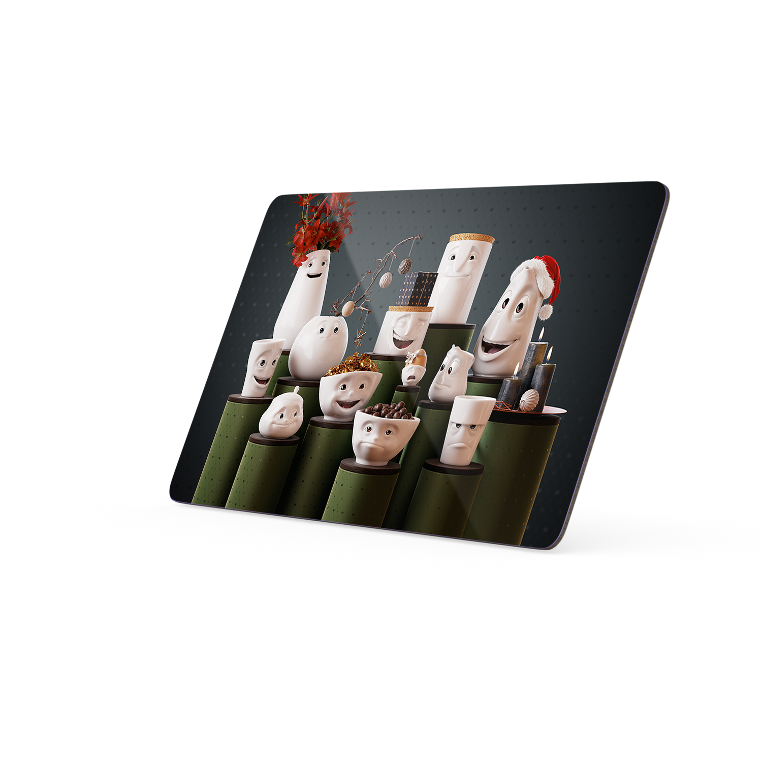 Serve a sandwich on a fun board with the "Tassen Gathering" design from the series of trusty breakfast boards, perfect for making sandwiches or eating breakfast. Crafted in Germany from resopal.