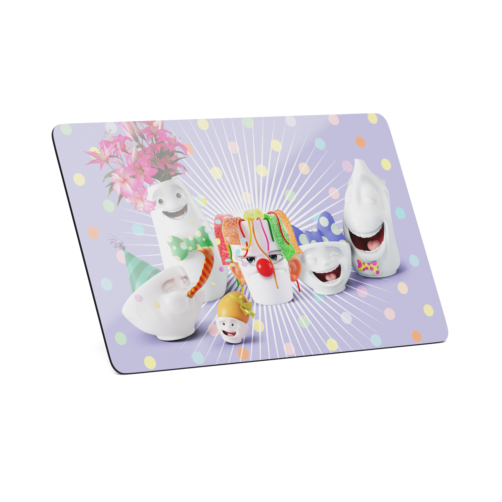 Serve a sandwich on a fun board with the "Happy Happy" design from the series of trusty breakfast boards, perfect for making sandwiches or eating breakfast. Crafted in Germany from resopal.