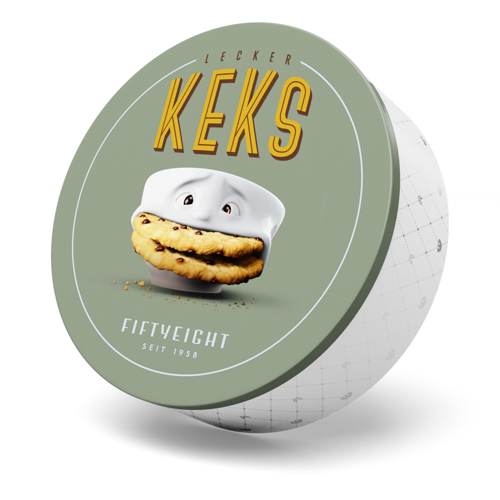 At 85 Oz Capacity, the "Tasty Cookie" tin box is part of our Vintage Edition line from FIFTYEIGHT PRODUCTS. Perfect for for storing all those cookies, biscuits, beautiful memories from the last vacation and little needful things around the house. Made in Germany according to environmental guidelines.