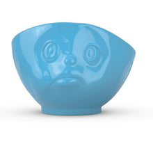 Load image into Gallery viewer, 16 ounce capacity porcelain bowl in blue featuring a sculpted ‘sulking’ facial expression. From the TASSEN product family of fun dishware by FIFTYEIGHT Products. Quality bowl perfect for serving cereal, soup, snacks and much more.
