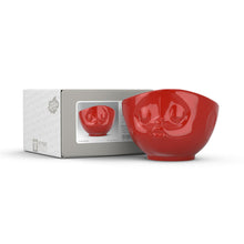 Load image into Gallery viewer, 16 ounce capacity porcelain bowl in red featuring a sculpted ‘kissing’ facial expression. From the TASSEN product family of fun dishware by FIFTYEIGHT Products. Quality bowl perfect for serving cereal, soup, snacks and much more.
