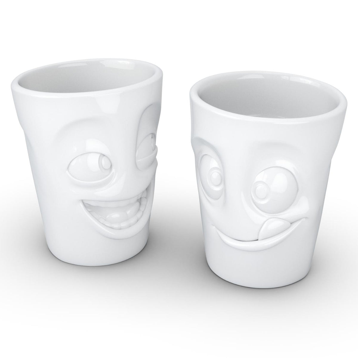 Coffee Mug Set No. 3, Joking & Tasty Face (Mugs Without Handles