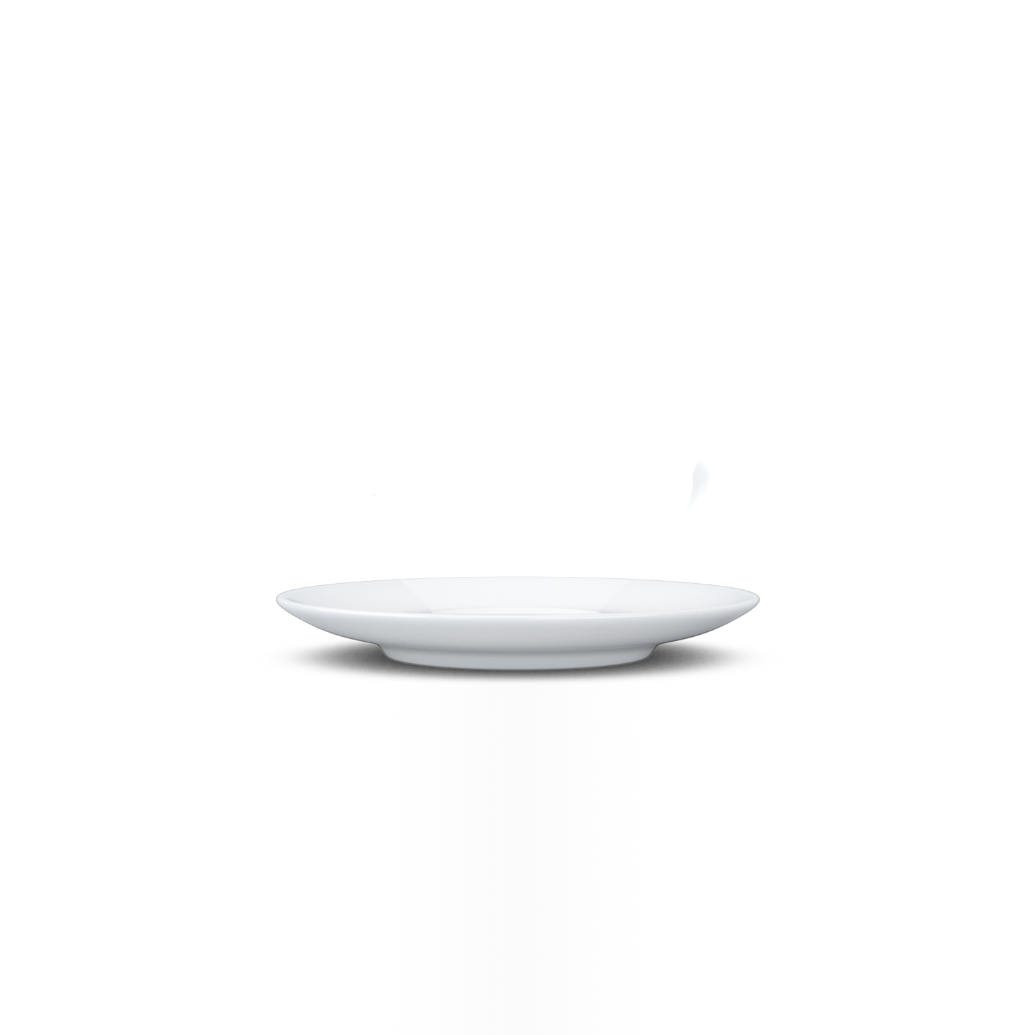Premium porcelain saucer for coffee cups in white from the TASSEN product family of fun dishware by FIFTYEIGHT Products. Replacement saucer for our Espresso Cups. Single saucer. Dishwasher and microwave safe saucer with FIFTYEIGHT logo details.