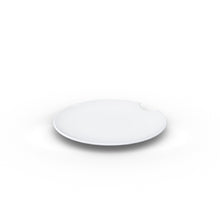 Load image into Gallery viewer, Set of two premium tiny porcelain plates in white with a &#39;bite mark&#39; cutout at the edge. Dishwasher and microwave safe plate with a 5.9 inch diameter. From the TASSEN product family of fun dishware by FIFTYEIGHT Products. Made in Germany according to environmental standards.
