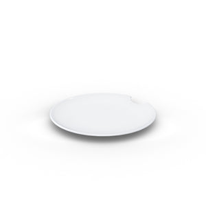 Set of two premium tiny porcelain plates in white with a 'bite mark' cutout at the edge. Dishwasher and microwave safe plate with a 5.9 inch diameter. From the TASSEN product family of fun dishware by FIFTYEIGHT Products. Made in Germany according to environmental standards.