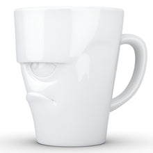 Load image into Gallery viewer, Coffee mug with &#39;grumpy&#39; facial expression and 11 oz capacity. From the TASSEN product family of fun dishware by FIFTYEIGHT Products. Tall coffee cup with handle in white, crafted from quality porcelain.
