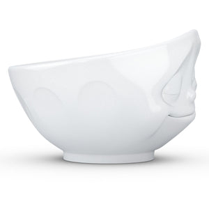 Extra large 33 ounce capacity porcelain bowl in white featuring a sculpted ‘happy’ facial expression. From the TASSEN product family of fun dishware by FIFTYEIGHT Products. Quality bowl perfect for serving cereal, soup, snacks and much more.