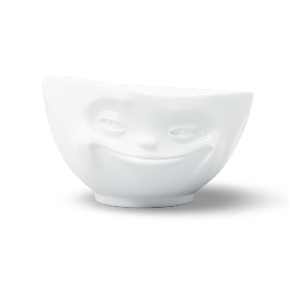16 Oz. Bowl, Grinning Face, White