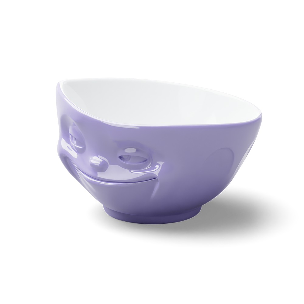 Premium porcelain bowl in purple from the porcelain product family of fun dishware by FIFTYEIGHT Products. Offers 16 oz capacity perfect for serving cereal, soup, snacks and much more. Dishwasher and microwave safe bowl featuring a sculpted ‘grinning’ facial expression. Shipped in exclusively designed gift box.