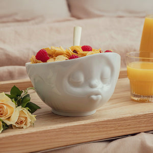 16 Oz. Bowl, Kissing Face, White