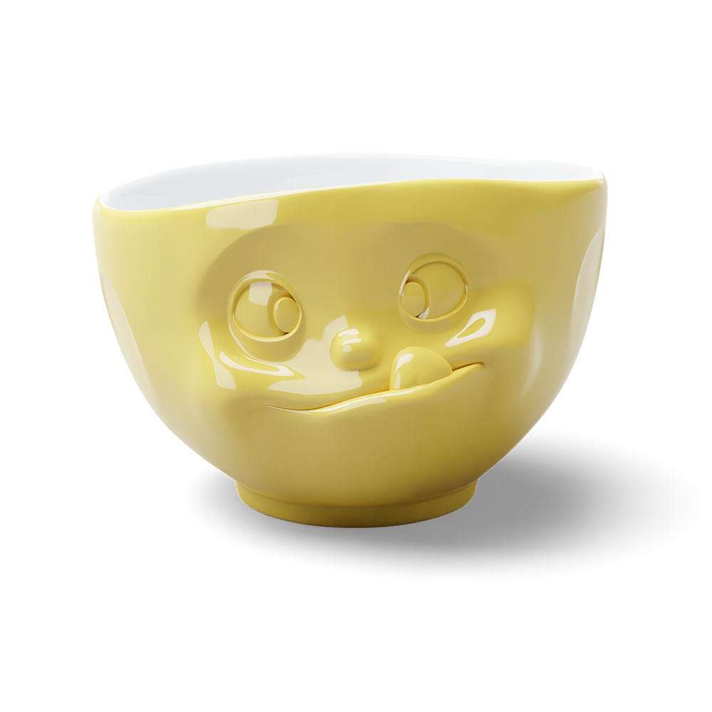 16 Oz. Bowl, Tasty Face, Yellow