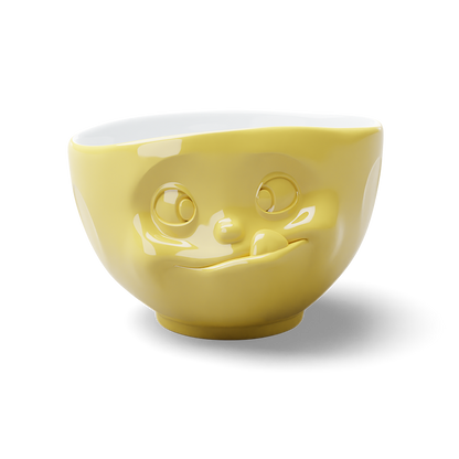 16 Oz. Bowl, Tasty Face, Yellow
