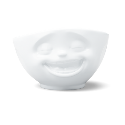 Premium porcelain bowl in white from the porcelain product family of fun dishware by FIFTYEIGHT Products. Offers 16 oz capacity perfect for serving cereal, soup, snacks and much more. Dishwasher and microwave safe bowl featuring a sculpted ‘laughing’ facial expression. Shipped in exclusively designed gift box.