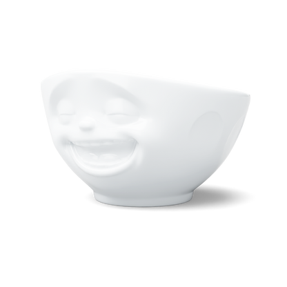 16 Oz. Bowl, Laughing Face, White