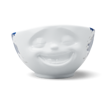 Load image into Gallery viewer, Premium porcelain bowl with colorful accents from TASSEN product family of fun dishware by FIFTYEIGHT Products. Offers 16 oz capacity perfect for serving cereal, soup, snacks and much more. Dishwasher and microwave safe bowl featuring a ‘laughing’ facial expression and colorful artwork in &#39;heavenly&#39; design. Shipped in gift box.
