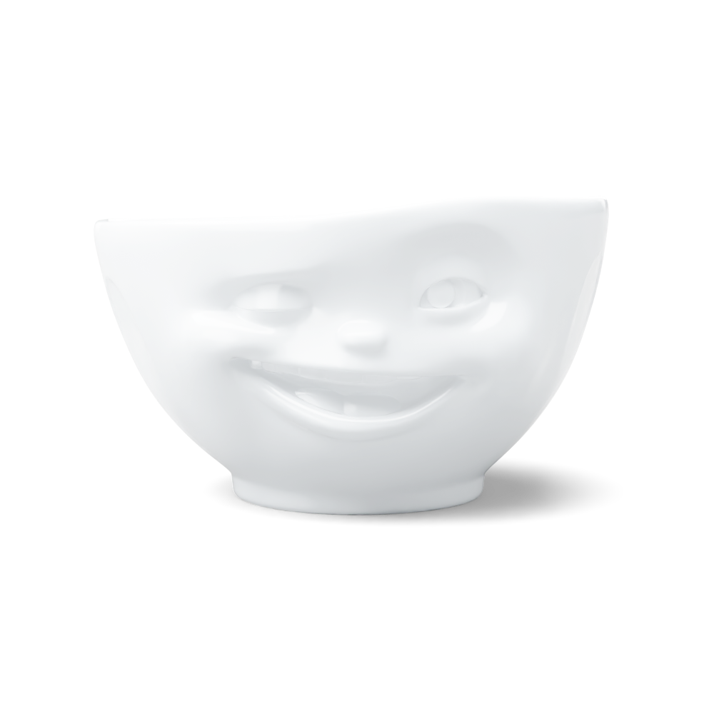 16 Oz. Bowl, Winking Face, White