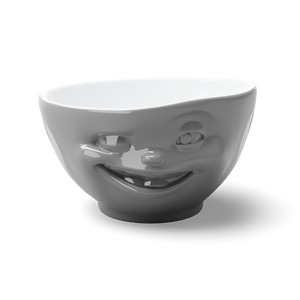 16 Oz. Bowl, Winking Face, Grey
