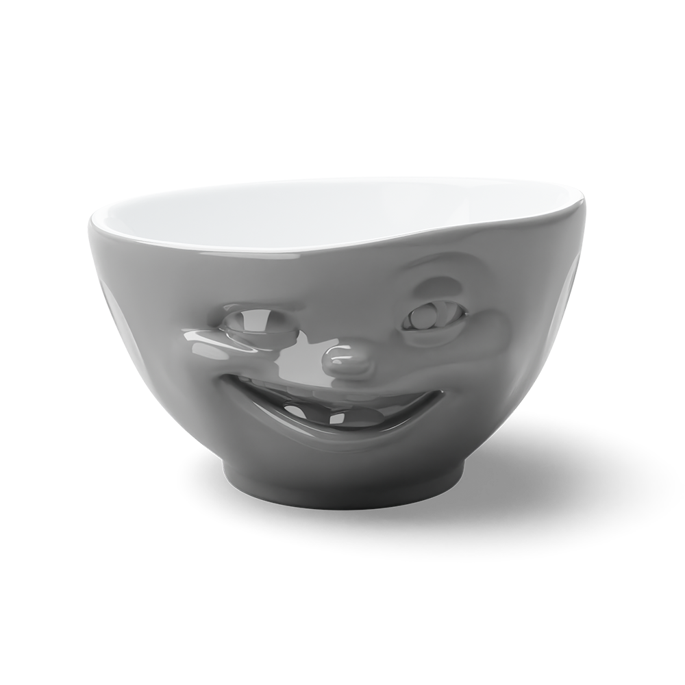16 Oz. Bowl, Winking Face, Grey