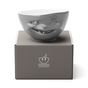 16 Oz. Bowl, Winking Face, Grey