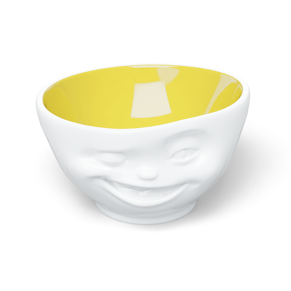 16 Oz. Bowl, Winking Face, Saffron Color Inside