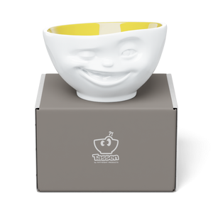 16 Oz. Bowl, Winking Face, Saffron Color Inside
