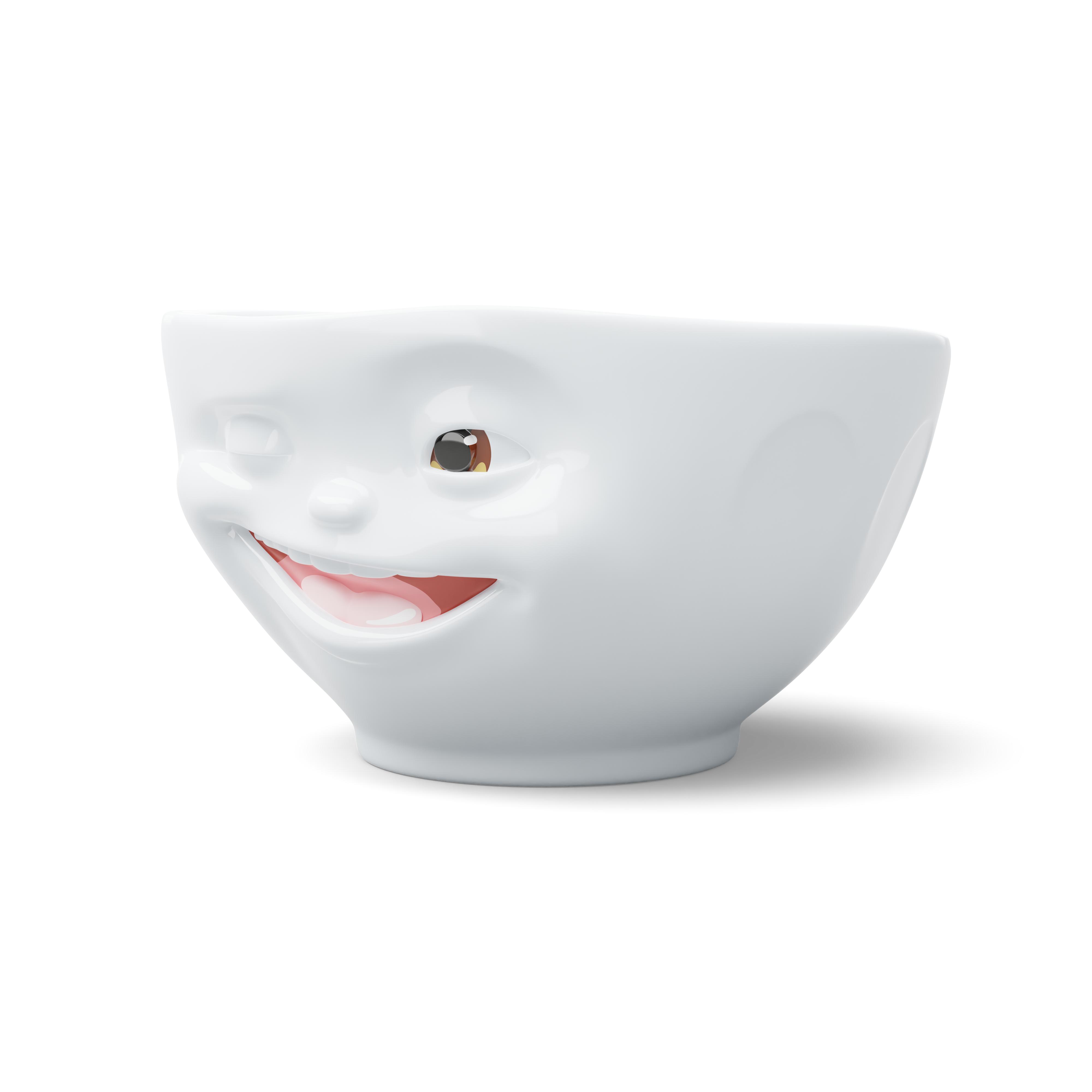 Premium porcelain bowl with colorful accents from TASSEN product family of fun dishware by FIFTYEIGHT Products. Offers 16 oz capacity perfect for serving cereal, soup, snacks and much more. Dishwasher and microwave safe bowl featuring a ‘Winking’ facial expression and colorful details. Shipped in gift box.
