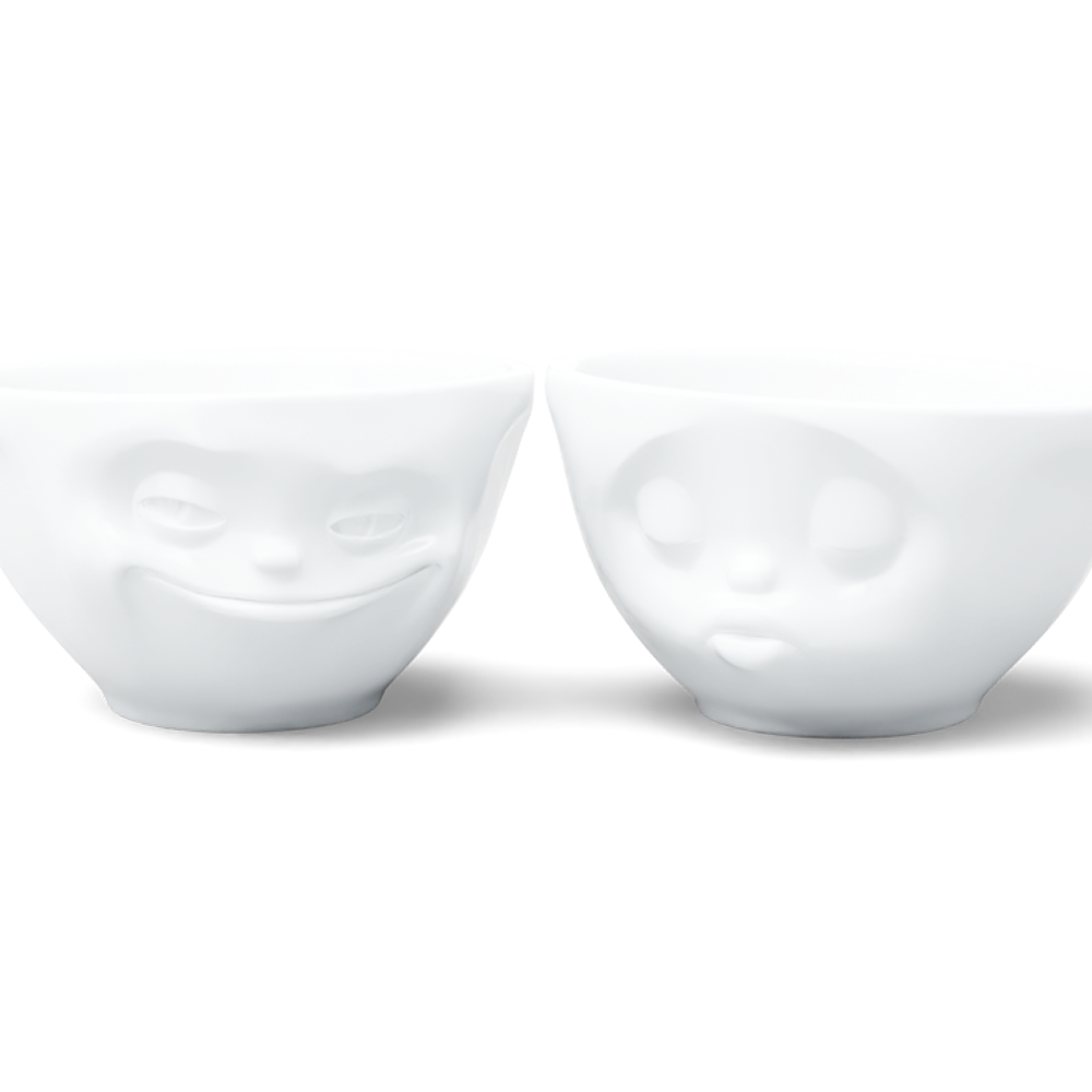 Medium Bowl Set No. 1, Grinning & Kissing Face