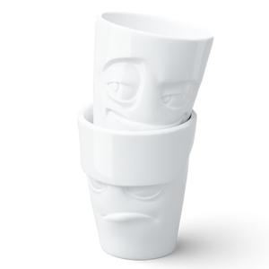 Coffee Mug Set No. 1, Grumpy & Impish Face (Mugs Without Handles)