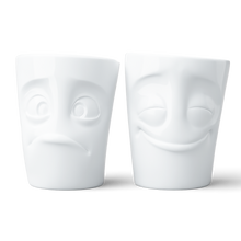 Load image into Gallery viewer, Coffee Mug Set No. 2, Cheery &amp; Baffled Face (Mugs Without Handles)
