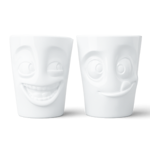 Coffee Mug Set No. 3, Joking & Tasty Face (Mugs Without Handles)
