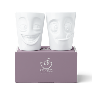 Coffee Mug Set No. 3, Joking & Tasty Face (Mugs Without Handles)