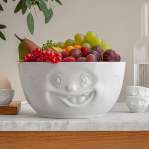 Big Porcelain Serving Bowl, 'Out of Control' Face