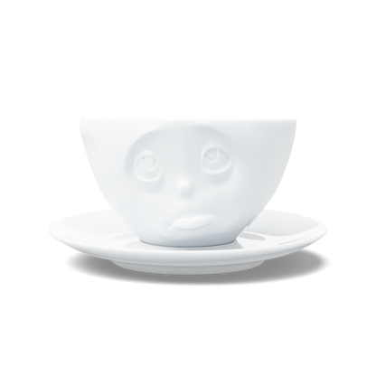 Coffee cup with a 'Oh Please' facial expression and 6.5 oz capacity. From the TASSEN product family of fun dishware by FIFTYEIGHT Products. Coffee cup with matching saucer crafted from quality porcelain.