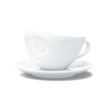 Coffee cup with a 'Oh Please' facial expression and 6.5 oz capacity. From the TASSEN product family of fun dishware by FIFTYEIGHT Products. Coffee cup with matching saucer crafted from quality porcelain.