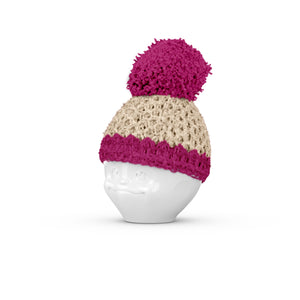 Egg Cup Hat Ivory/Fuchsia. Our Egg Cup Hats are crocheted by hand from soft wool in Germany and available in different colors. Now in the U.S. for the first time!