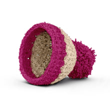 Load image into Gallery viewer, Egg Cup Hat Ivory/Fuchsia. Our Egg Cup Hats are crocheted by hand from soft wool in Germany and available in different colors. Now in the U.S. for the first time!
