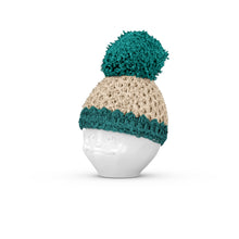 Load image into Gallery viewer, Egg Cup Hat in Ivory/Emerald. Our Egg Cup Hats are crocheted by hand from soft wool in Germany and available in different colors. Now in the U.S. for the first time!
