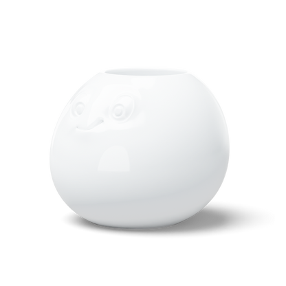 Exclusive designer flower vase made from premium porcelain with an 'amused' facial expression. Stands at 6.5 inches tall on a footed base. From the popular product family of fun porcelain ware by FIFTYEIGHT Products. Made in Germany according to environmental standards.