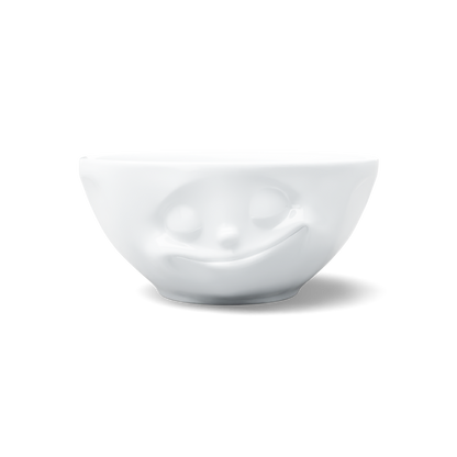 Premium porcelain bowl in white from the porcelain product family of fun dishware by FIFTYEIGHT Products. Offers 11 oz capacity perfect for serving ice cream to tapas, nuts and hearty dips. Dishwasher and microwave safe bowl featuring a sculpted ‘happy’ facial expression. Shipped in exclusively designed gift box.