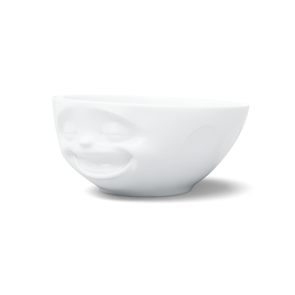 Premium porcelain bowl in white from the porcelain product family of fun dishware by FIFTYEIGHT Products. Offers 11 oz capacity perfect for serving ice cream to tapas, nuts and hearty dips. Dishwasher and microwave safe bowl featuring a sculpted ‘laughing’ facial expression. Shipped in exclusively designed gift box.